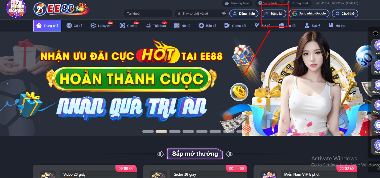 Nếu bạn đã có tài khoản và tham gia đăng ký EE88